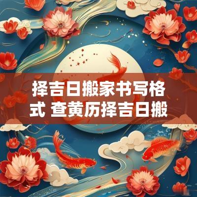 择吉日搬家书写格式 查黄历择吉日搬家