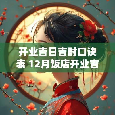 开业吉日吉时口诀表 12月饭店开业吉日