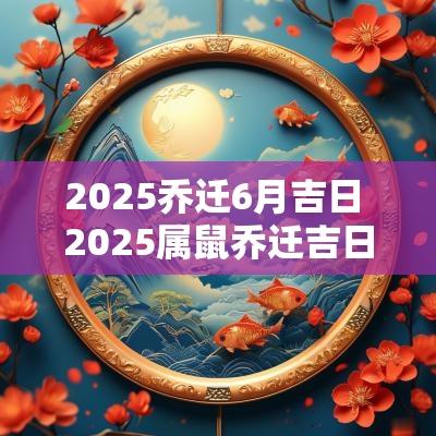 2025乔迁6月吉日 2025属鼠乔迁吉日查询