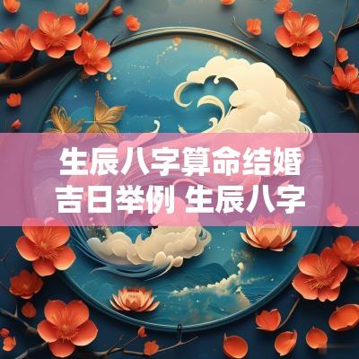 生辰八字算命结婚吉日举例 生辰八字结婚日子推算