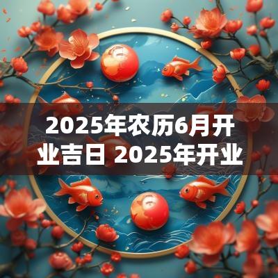 2025年农历6月开业吉日 2025年开业吉日