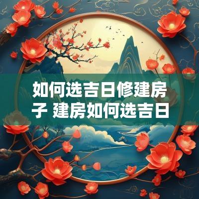 如何选吉日修建房子 建房如何选吉日