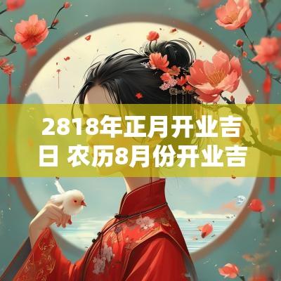 2818年正月开业吉日 农历8月份开业吉日