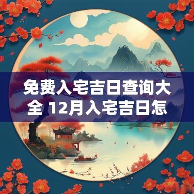 免费入宅吉日查询大全 12月入宅吉日怎么选