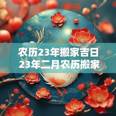 农历23年搬家吉日 23年二月农历搬家吉日