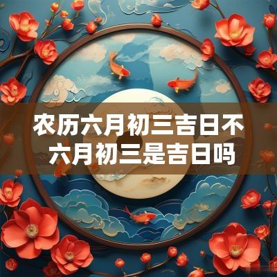 农历六月初三吉日不 六月初三是吉日吗