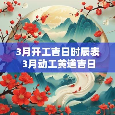 3月开工吉日时辰表 3月动工黄道吉日