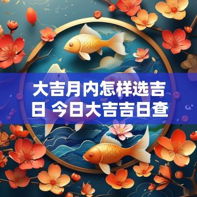 大吉月内怎样选吉日 今日大吉吉日查询