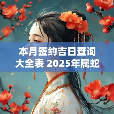本月签约吉日查询大全表 2025年属蛇签约吉日