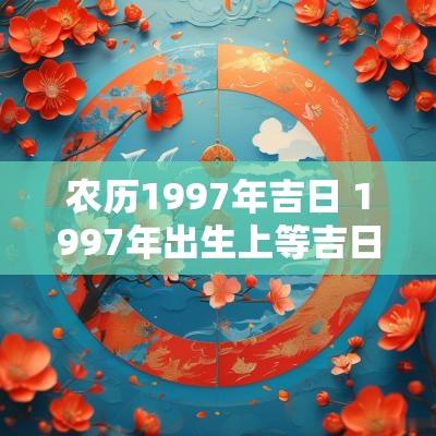 农历1997年吉日 1997年出生上等吉日