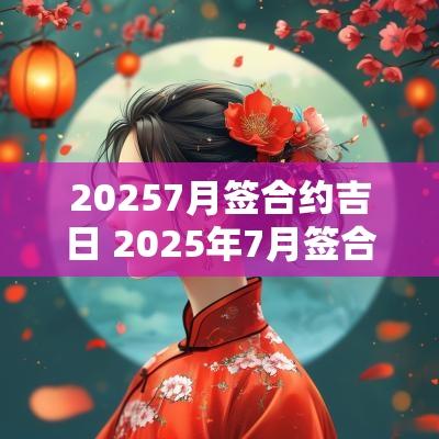 20257月签合约吉日 2025年7月签合同吉日