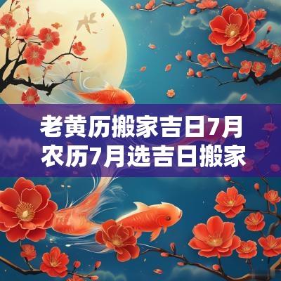 老黄历搬家吉日7月 农历7月选吉日搬家