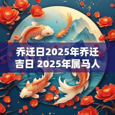 乔迁日2025年乔迁吉日 2025年属马人乔迁吉日