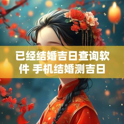 已经结婚吉日查询软件 手机结婚测吉日最好用软件
