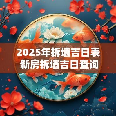 2025年拆墙吉日表 新房拆墙吉日查询最新