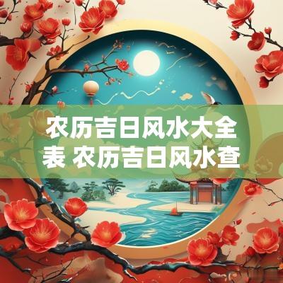 农历吉日风水大全表 农历吉日风水查询表