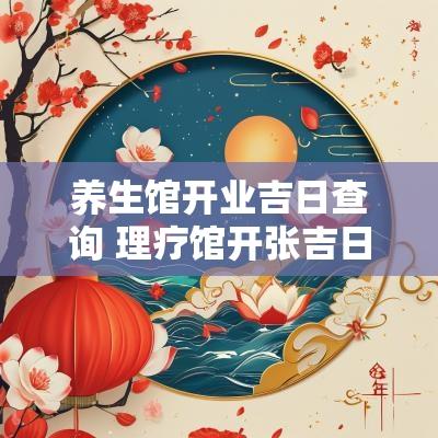 养生馆开业吉日查询 理疗馆开张吉日怎么选择