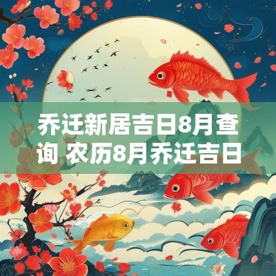乔迁新居吉日8月查询 农历8月乔迁吉日查询