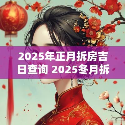 2025年正月拆房吉日查询 2025冬月拆房吉日