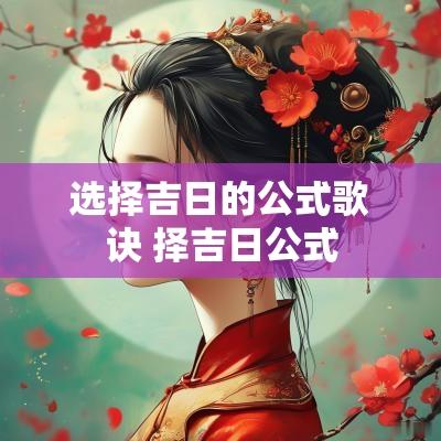 选择吉日的公式歌诀 择吉日公式