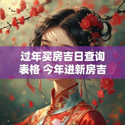 过年买房吉日查询表格 今年进新房吉日查询表格