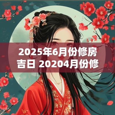 2025年6月份修房吉日 20254月份修房吉日