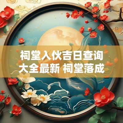 祠堂入伙吉日查询大全最新 祠堂落成吉日