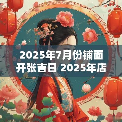 2025年7月份铺面开张吉日 2025年店铺开业黄道吉日