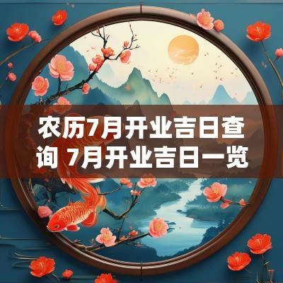 农历7月开业吉日查询 7月开业吉日一览表
