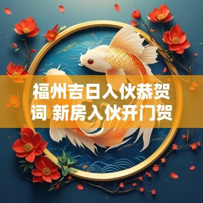 福州吉日入伙恭贺词 新房入伙开门贺词