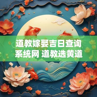道教嫁娶吉日查询系统网 道教选黄道吉日