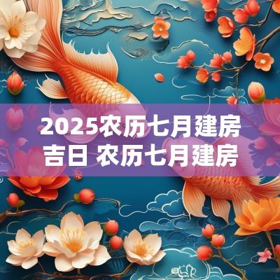 2025农历七月建房吉日 农历七月建房吉日