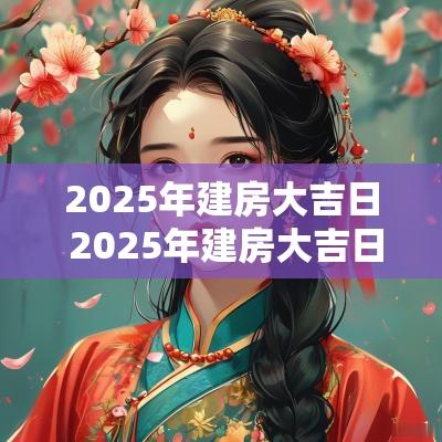 2025年建房大吉日 2025年建房大吉日子