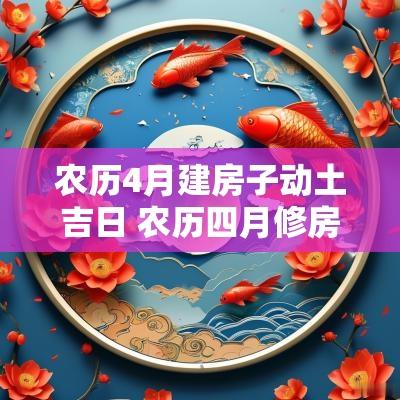 农历4月建房子动土吉日 农历四月修房动土吉日