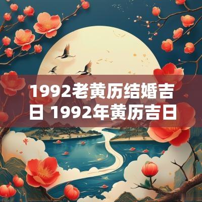 1992老黄历结婚吉日 1992年黄历吉日生子