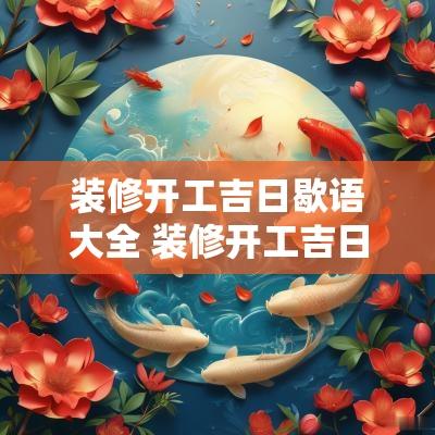 装修开工吉日歇语大全 装修开工吉日说说朋友圈