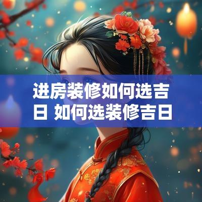 进房装修如何选吉日 如何选装修吉日