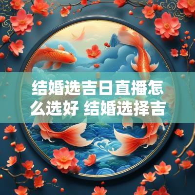 结婚选吉日直播怎么选好 结婚选择吉日的农历