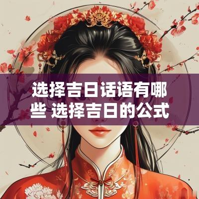 选择吉日话语有哪些 选择吉日的公式歌诀