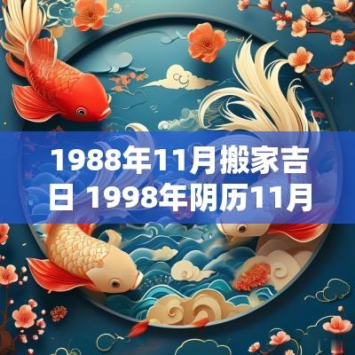 1988年11月搬家吉日 1998年阴历11月搬家哪天好