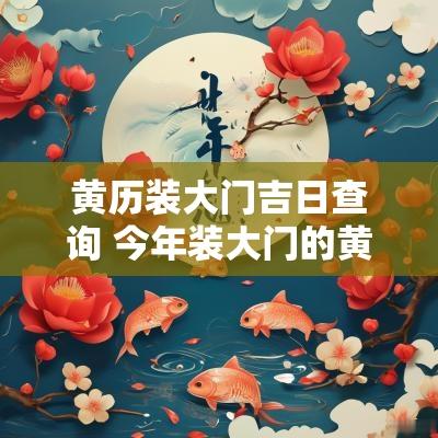 黄历装大门吉日查询 今年装大门的黄道吉日