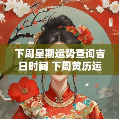 下周星期运势查询吉日时间 下周黄历运势