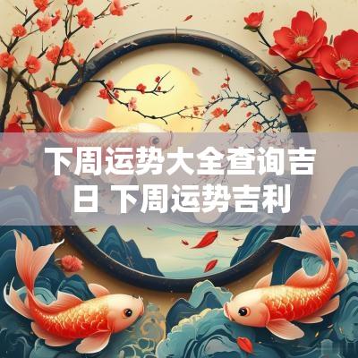 下周运势大全查询吉日 下周运势吉利