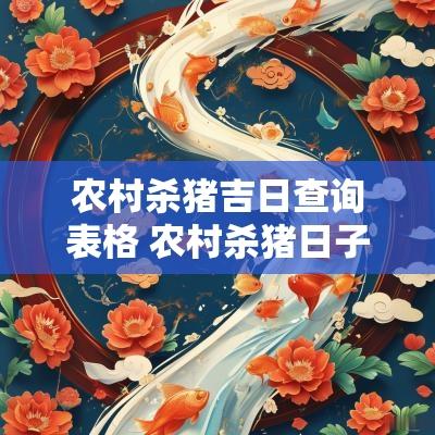 农村杀猪吉日查询表格 农村杀猪日子黄历怎么看