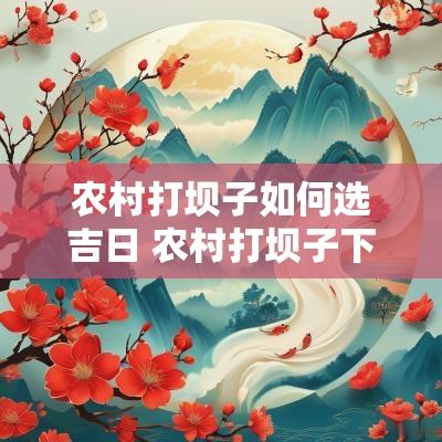 农村打坝子如何选吉日 农村打坝子下面空的有讲究吗