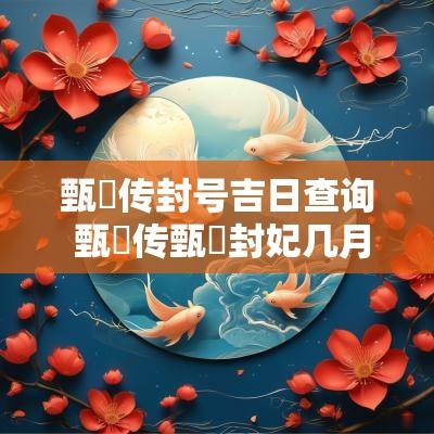 甄嬛传封号吉日查询 甄嬛传甄嬛封妃几月几日