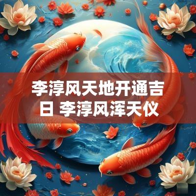 李淳风天地开通吉日 李淳风浑天仪