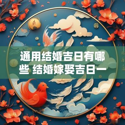 通用结婚吉日有哪些 结婚嫁娶吉日一览表图片