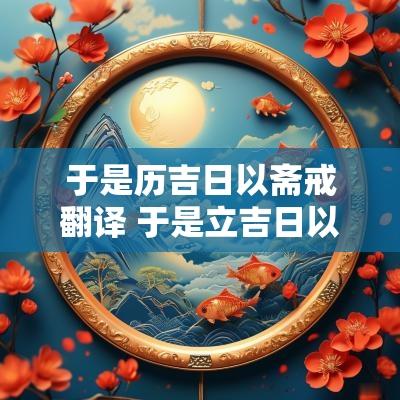 于是历吉日以斋戒翻译 于是立吉日以斋戒什么意思