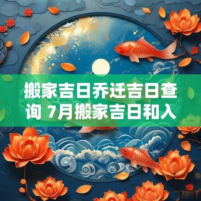搬家吉日乔迁吉日查询 7月搬家吉日和入宅吉日